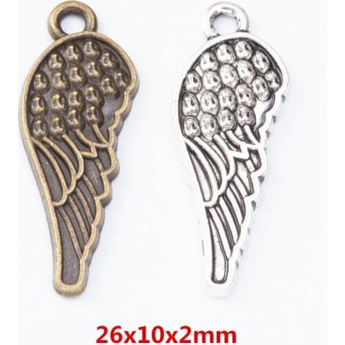 70 pieces of retro metal zinc alloy Wing pendant for DIY handmade jewelry necklace making 7409