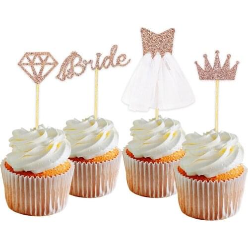 8/16pcs Wedding Cake Decor Bride To Be Crown Cupcake Topper Bridal Shower Bachelorette Hen Party Baking Cake Decoration Favor
