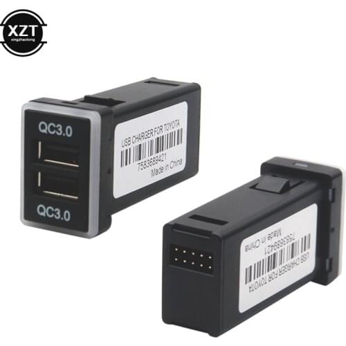 QC3.0 Quickcharge Car Charger QC3.0 Quickcharge Double USB Phone PDA DVR Adapter Plug & Play Cable For Toyota series cars
