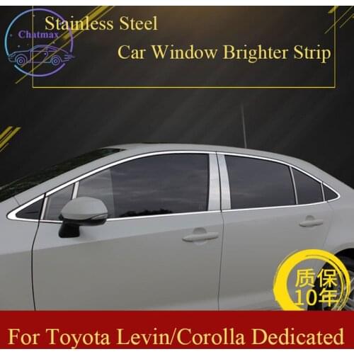 Stainless Steel Bar Car Window Trim for Toyota Levin 2014-2019/Corolla 2019 Car Door Window Bright Strip Decoration Accessories