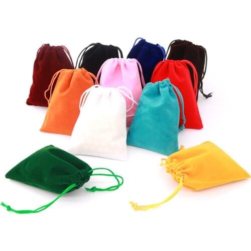 100Pcs/lot 5x7 7x9 8x10 9x12cm Velvet Drawstring Pouch Bag With Jewelry Bag Christmas Wedding Gift Red Velvet Bags 77