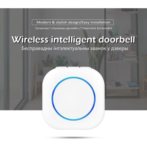 UNKAS Home Security Welcome Wireless Doorbell Smart Chime Doorbell Alarm LED light rings Songs with Waterproof Touch Button