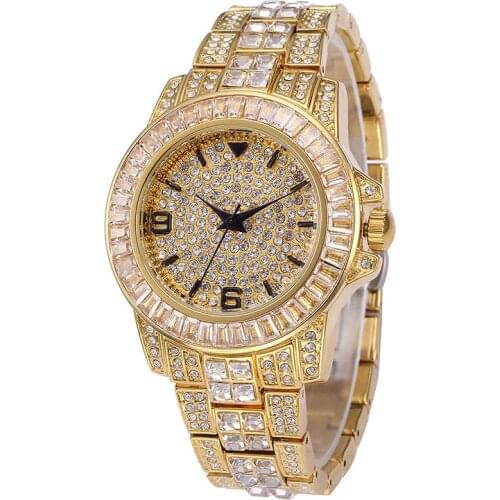 1 Hip Hop Micro Paved AAA Cubic Zirconia Bling Iced Out Gold Bracelet Watch Link Chain Bracelets Bangles for Men Jewelry Gift