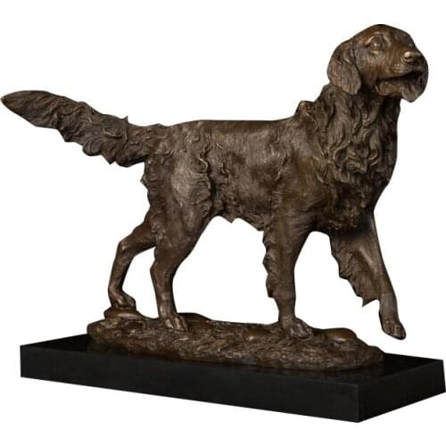 Ivorique DW-040 Bronze Sculpture Dog Statue Animal Figurine Copper Metal Art Statuette Home Decoration Accessories
