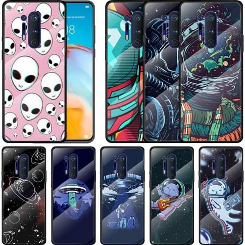 Planet Alien Space Astronaut For Oneplus 9R 9 8T 8 Nord Z 7T 7 Pro 5G Tempered Glass Shell Phone Case Cover