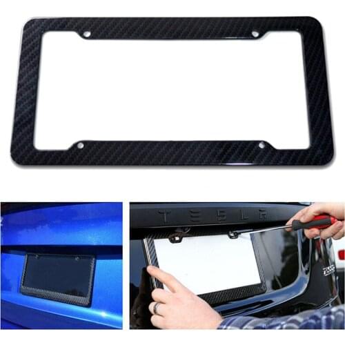 Black Carbon Bracket w/ Screws,Universal American License Plate Frame Auto Accessory Fiber Number Plate TAG Cover For Front Rear