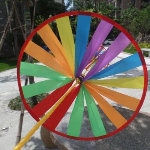 Colorful Turntable Windmill Outdoor Garden Kindergarten Layout Decoration Children Toys String Rope Pinwheel Y4QA