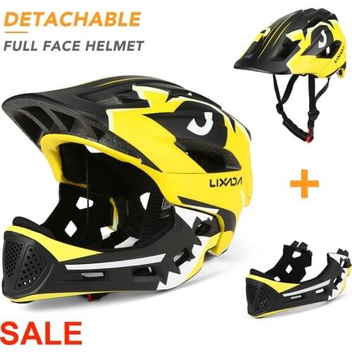 Lixada Kids Cycling Helmet Detachable Full Face Helmet Children Sports Safety Helmet for Cycling Skateboarding Roller Skating