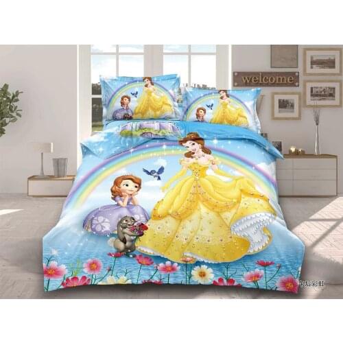 Disney Princess Belle Snow White Bedding Bed Sheet Set for Girls Quilt Duvet Covers Sofia Bedspread Children Kids Home Textiles