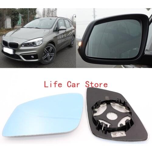 For BMW 2 Series 220 228 M235i Wide Angle Reflective Reversing Lens Side View Door Mirror Blue Glass With Base Heated
