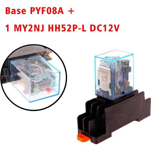 Electromagnetic Coil General DPDT Power Relay MY2NJ DPDT 8Pins HH52P DC12V 24V AC220V Miniature Relay & PYF08A Base