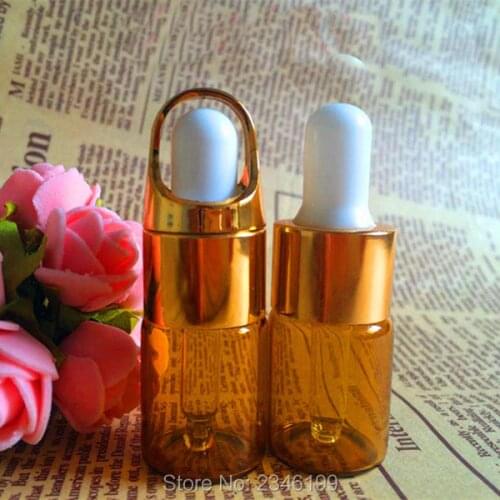 5ML 5G Amber Brown Vial, Dark Brown Dropper Essential Oil Bottle, Sample Packing Bottle, Cosmetic Glass Bottle, 50 Pieces/lot
