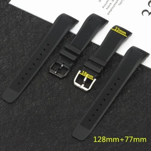 Curved End 22mm Flexible Silicone Rubber Silicone Watch Band Replacement for IWC Strap IW390209 502 211 Wristwatch Bracelet Band