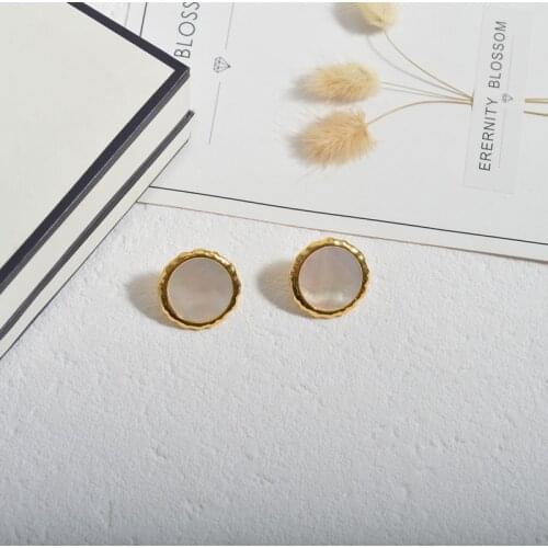 Shell round earrings White shell earrings earrings ring earrings