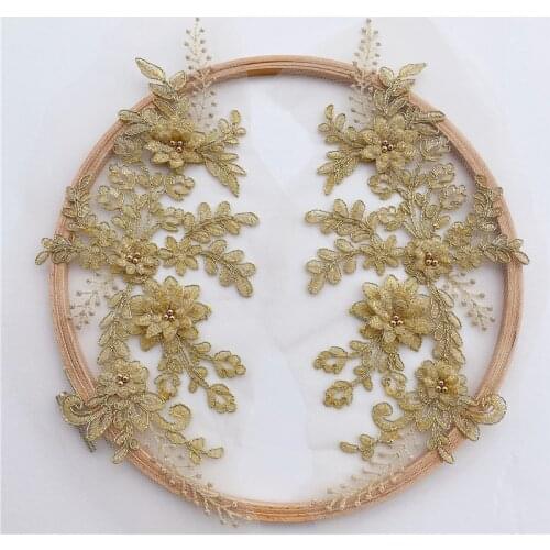 New Contrasting Color Three-dimensional Applique Beading Pair Flower Lace DIY Dress Decoration Childrens Clothing Accessories