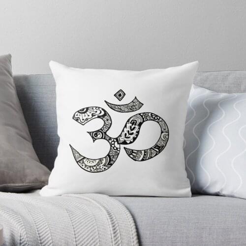 Om Sign Throw Pillow Cushion Cover Polyester throw pillows case on sofa home living room car seat decor 45x45cm