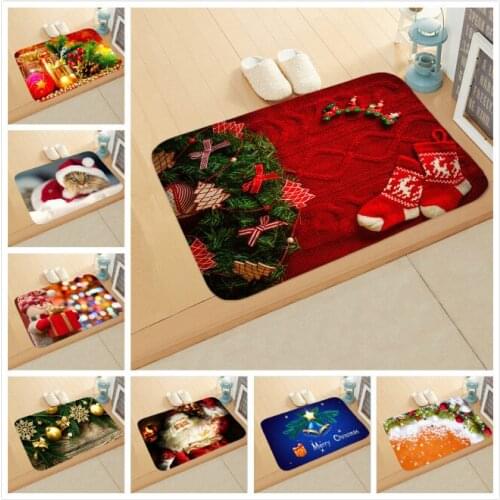 Santa Claus New Year Festive Mat Mat Bedroom Bathroom Home Water-Absorbing Anti-slip Carpet Mats