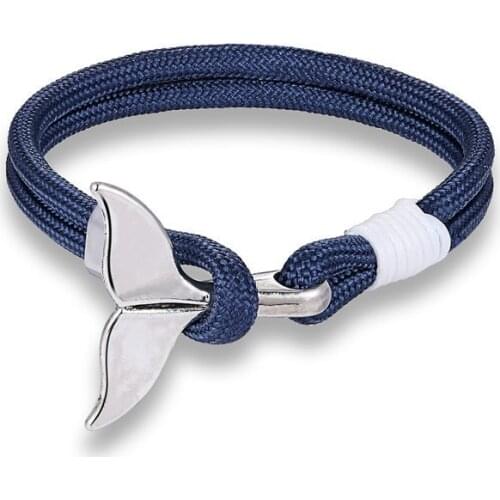 New Popular Fashion Anchor Style Marine Whale Tail Bracelet Parachute Cord Handmade Men and Women Couples Hand Line