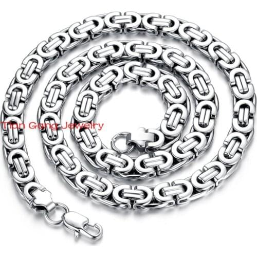 New Stylish Men Necklace,Silver Color Stainless Steel Necklace Byzantine Box Men Boy Chain Necklace Wholesale Jewelry