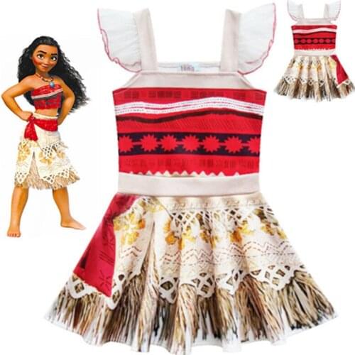 2021 Halloween Girls Moana Dress Beach Summer Moana Vaiana Adventure Costumes Dresses Kids Party Princess Cosplay for Children