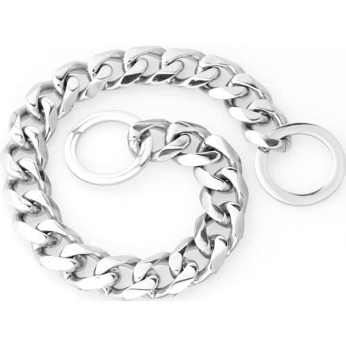 Tiasri Pet dog chain Dog collar leash Training dog rope Cuban stainless steel chain overstriking Small medium large dog12-30inch