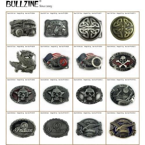 Bullzine wholesale zinc alloy Australian farmer celtic cross eagle belt buckle INDIAN skull dragon US Army marines belt buckle
