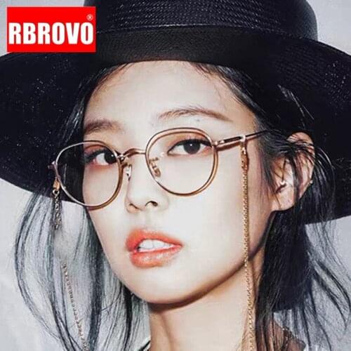 RBROVO 2021 Anti-blue light Glasses Frame Women Metal Computer Eyeglasses Frame For Women/Men Luxury Myopia glasses frame Women