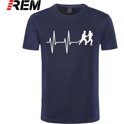 REM Casual Fireman Heartbeat Firefighter T-Shirt Men Cotton T Shirt Fire Hose Worker Uniform Rescue Short Sleeve Tees Gift Top