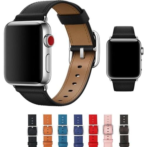 Leather strap for Apple watch 6 band 44mm 40mm serie 5 4 se 3 Genuine Leather belt Classic buckle bracelet iWatch band 42mm 38mm