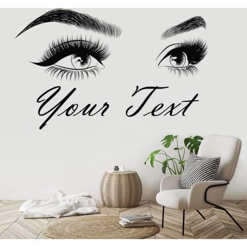 Lash & Brows Eyes Quote Text Wall Stickers Fashion Vinyl Eyelashes Wall Decals Beauty Salon Eyebrows Store Decor