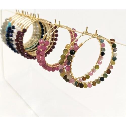 Gemstones Earrings Labradorite Opal Garnet Lapis Lazuli Turquoise Tourmaline Hoops Gold Boho Statement Jewelry Boucle Oreille