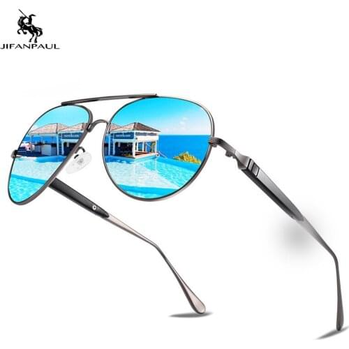 JIFANPAUL NEW Fashion Sunglasses fishing Driving Sunglasses Brand Men UV400 Polarized Square Metal Frame Male Sun Glasses