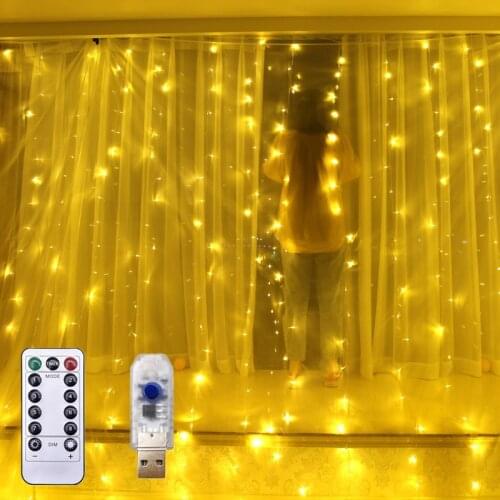 3M Remote Control USB LED Fairy String Lights Outdoor Garden Curtain Garlands Christmas Decorations for Home New Year Decor Lamp