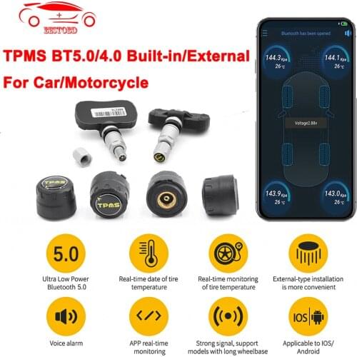 TPMS Tire Pressure Alarm system Sensor For Motorcycle/Car tpms BT5.0-Wireless TMPS Android/IOS Tyre Pressure Monitoring System