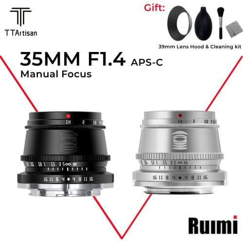 TTArtisan 35mm F1.4 APS-C Manual Focus Cameras Lens for Sony E/Fuji X/M43/Canon M/Leica L/Nikon Z Mount Cameras