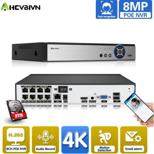 H.265 5MP 4CH 48V POE NVR Audio Output Motion Detection Surveillance Security Video Recorder For POE IP Camera