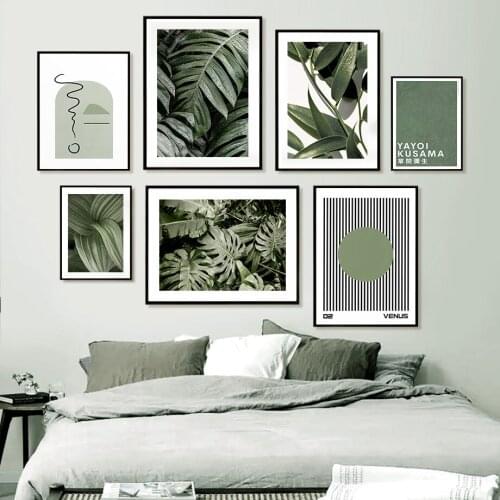 Yayoi Kusama Monstera Banana Leaves Quote Wall Art Canvas Painting Nordic Posters And Prints Wall Pictures For Living Room Decor