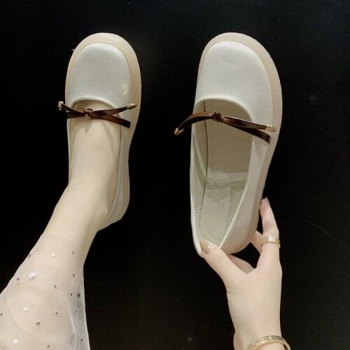 Shallow Student Flat Round Head Shoes Fashion Wild Candy Color Sweet Cute Women Shoes Pearl Bow Temperament Flat Shoes U19-09