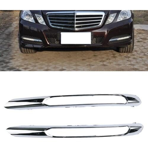 2Pcs Front Daytime Running Light DRL Frame Bumper Chrome Stripe 212-885-1674 Fit for Mercedes E-Class W212 2009 2010 2011 2012