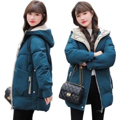 2021 Parkas Women Fashion Winter Down Jacket Coat Hooded Warm Thick Overcoat Plus Size Jacket Female Padded Coats Winter Ladies