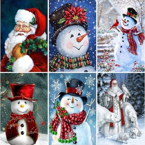 5D Diamond Painting Santa Claus Diamond Mosaic Christmas Diamond Embroidery Winter Snowman Full Round Cross Stitch Home Decor