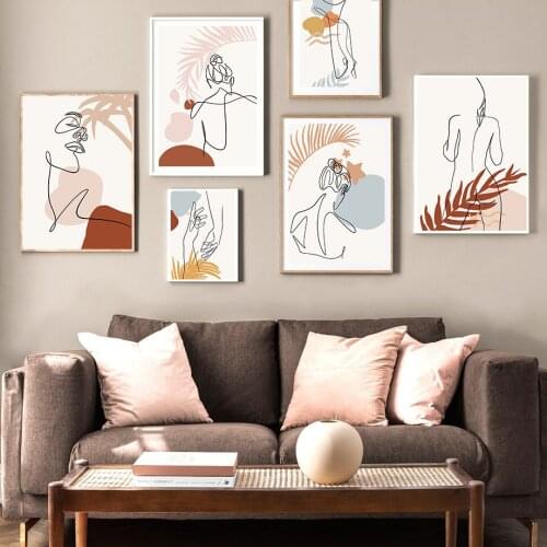 Abstract Lines Lady Body Face Hand Plant Wall Art Canvas Painting Nordic Posters And Prints Wall Pictures For Living Room Decor