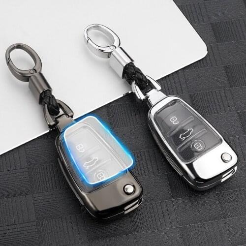 Car Remote Key Case Metal Shell Soft TPU Protection Cover Car Styling For Audi Q5 S5 R8 Q3 Q7 TT RS Sline Auto Accessories