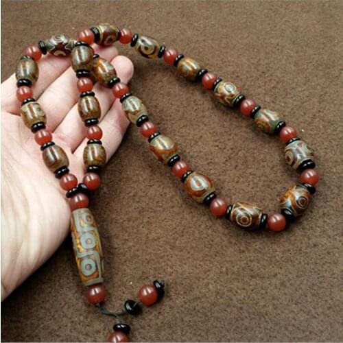 Authentic God Bead Buddhism Prayer Beads Bracelets Tibet Necklace Bracelet With Three Eyes Nine Eyes Bead Cinnabar