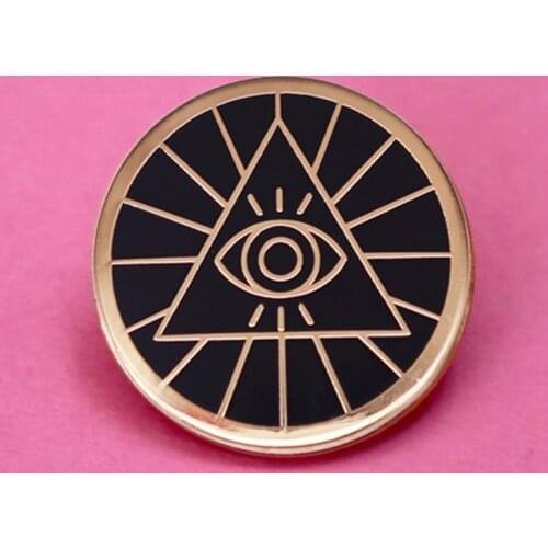 Illuminati Eye of Providence Pyramid Enamel Pins Eye of God Lapel Pin Jacket Jeans Badge Brooch Backpack Fashion Accessories Gif