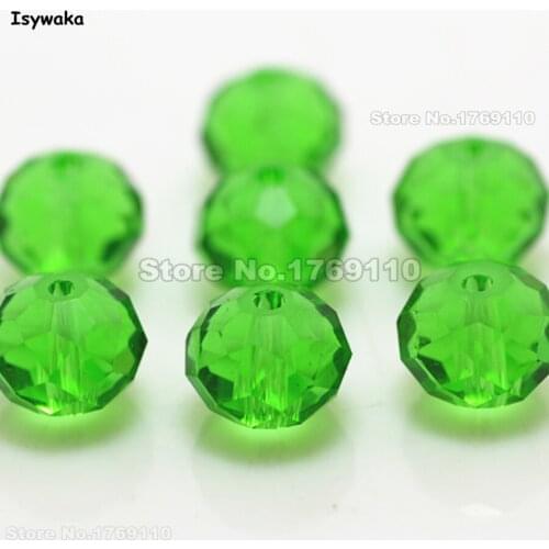 Isywaka Deep Green Color 8*10mm 70pcs Rondelle Austria faceted Crystal Glass Beads Loose Spacer Round Beads for Jewelry Making