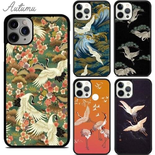 Japanese Cranes Art Phone Case for iPhone 11 12 Pro Max mini X XR XS SE 2020 5 6S 7 8 Plus Samsung Galaxy S8 S9 S10 Cover shell