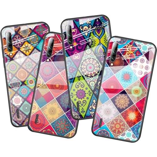 Tempered Glass Cover Mandala flower pattern For Xiaomi Mi 11 11i 10T CC9E CC9 9T Note 10 Ultra Pro Lite 5G Phone Case