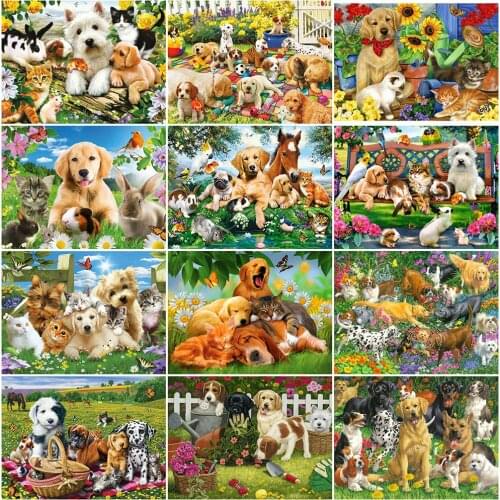 EverShine Full Square Diamond Painting Animal 5D DIY Diamond Embroidery Dog Rhinestones Mosaic Cross Stitch Child Hobby