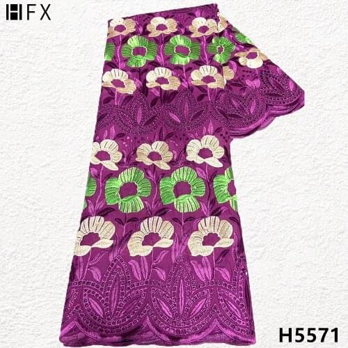 HFX Latest Swiss Voile High Quality African Lace 2021 100%Cotton Embroidered Brode Swiss Voile In Switzerland For Sewing X5571